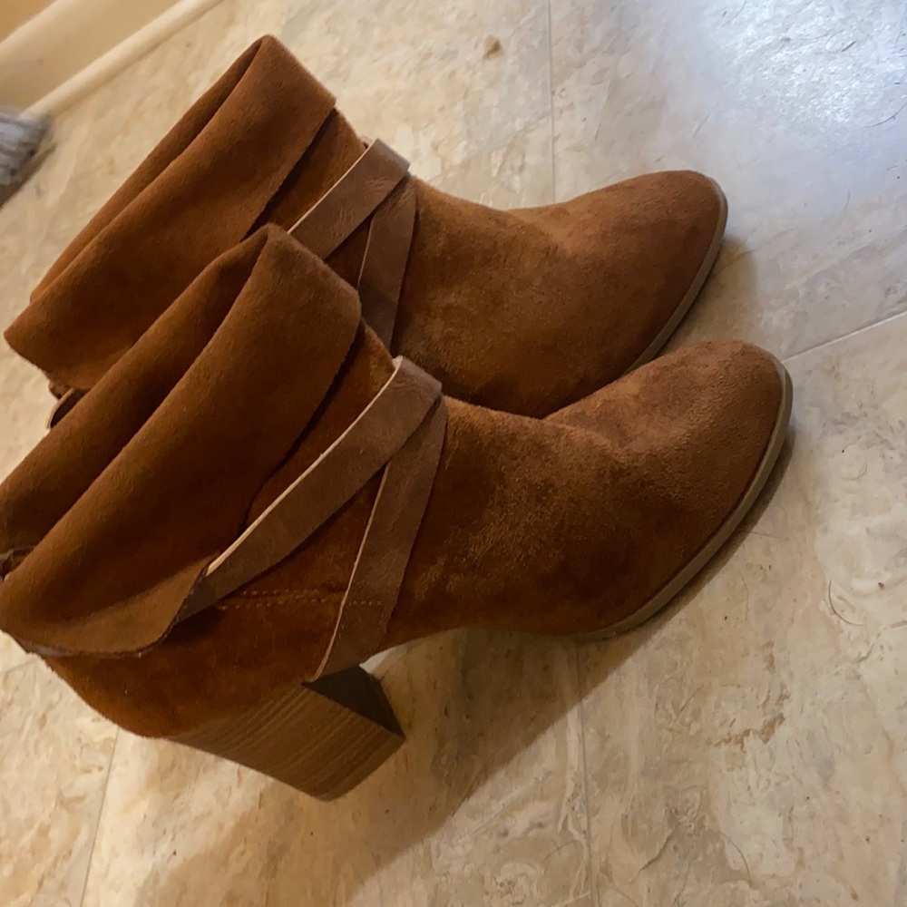 Brown suede ankle boots